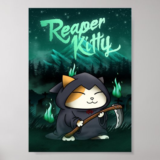 Halloween Grim Sensenmann Kitty Poster (Vorne)