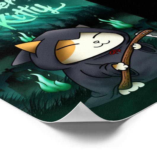 Halloween Grim Sensenmann Kitty Poster (Ecke)