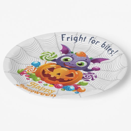Halloween Grimlin mit Trick oder Treat Candy Pappteller (Schrägansicht)