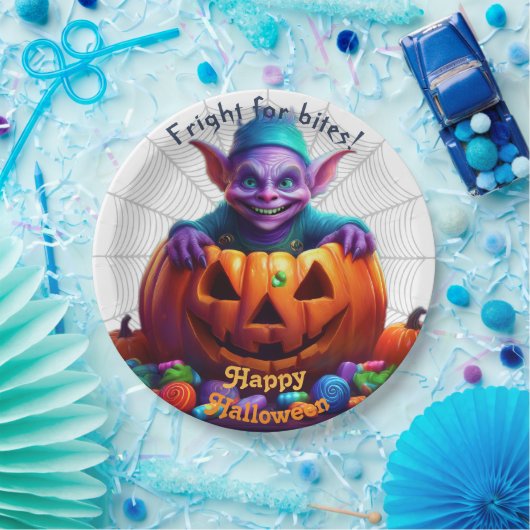 Halloween Grimlin mit Trick oder Treat Candy Pappteller (Party)