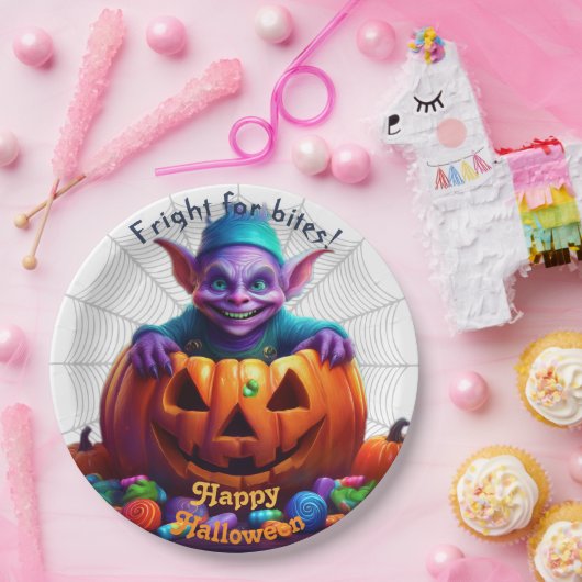 Halloween Grimlin mit Trick oder Treat Candy Pappteller (Party)