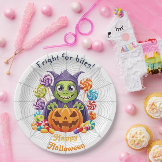 Halloween Grimlin mit Trick oder Treat Candy Pappteller (Party)