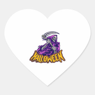 halloween grimmiger Sensenmann Herz-Aufkleber
