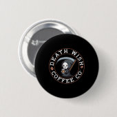 Halloween grimmiger Sensenmann trinkt Kaffee Tod w Button (Vorne & Hinten)