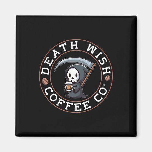 Halloween grimmiger Sensenmann trinkt Kaffee Tod w Magnet (Vorne)