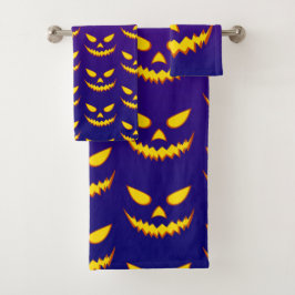 Halloween Grinning Face Kürbislaterne Pumpkin Badhandtuch Set