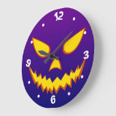 Halloween Grinning Face Kürbislaterne Pumpkin Große Wanduhr (Winkel)