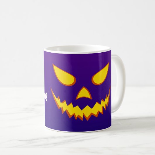 Halloween Grinning Face Kürbislaterne Pumpkin Kaffeetasse (VorderseiteRechts)
