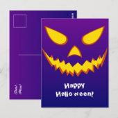 Halloween Grinning Face Kürbislaterne Pumpkin Postkarte (Vorne/Hinten)