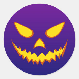 Halloween Grinning Face Kürbislaterne Pumpkin Runder Aufkleber