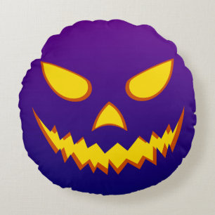 Halloween Grinning Face Kürbislaterne Pumpkin Rundes Kissen