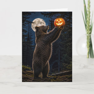 Halloween-Grizzlybär mit Jack-o-Lantern Feiertagskarte