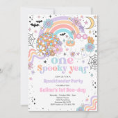 Halloween Groovy Cute Ghost 1st Birthday Party Einladung (Vorderseite)