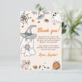 Halloween Groovy Niedlich Ghost Geburtstagsparty Dankeskarte (Stehend Vorderseite)