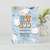 Halloween Groovy Niedlich Ghost Hey Boo Birthday P Einladung (Stehend Vorderseite)