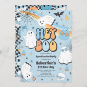 Halloween Groovy Niedlich Ghost Hey Boo Birthday P Einladung (Vorne/Hinten)