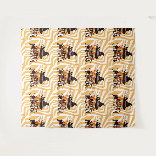 Halloween Groovy Retro Wandteppich (Vorderseite (Horizontal))