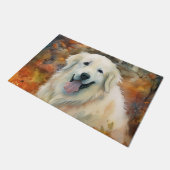 Halloween Große Pyrenäen mit Pumpkins Beängstigend Fußmatte (Schrägansicht)