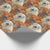 Halloween Große Pyrenäen mit Pumpkins Beängstigend Geschenkpapier (Ecke)