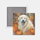Halloween Große Pyrenäen mit Pumpkins Beängstigend Magnet (Vorderseite/Rückseite)