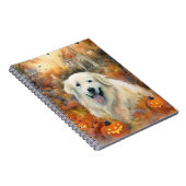 Halloween Große Pyrenäen mit Pumpkins Beängstigend Notizblock (Rechte Seite)