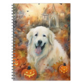 Halloween Große Pyrenäen mit Pumpkins Beängstigend Notizblock (Vorderseite)