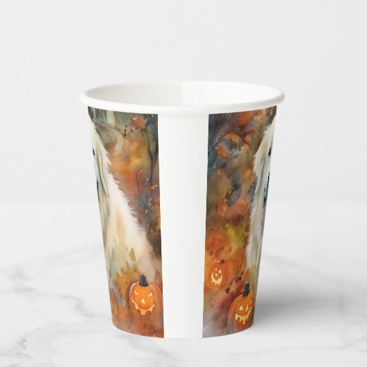 Halloween Große Pyrenäen mit Pumpkins Beängstigend Pappbecher (Links)