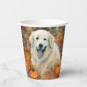 Halloween Große Pyrenäen mit Pumpkins Beängstigend Pappbecher (Vorderseite)