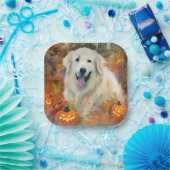 Halloween Große Pyrenäen mit Pumpkins Beängstigend Pappteller (Party)