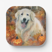 Halloween Große Pyrenäen mit Pumpkins Beängstigend Pappteller (Vorderseite)