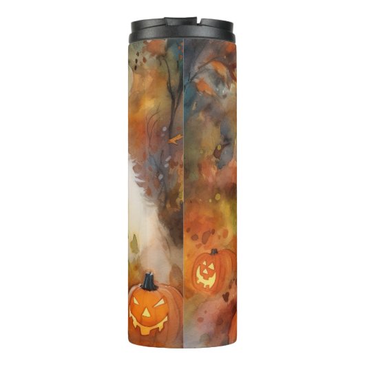 Halloween Große Pyrenäen mit Pumpkins Beängstigend Thermosbecher (Rückseite)