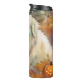 Halloween Große Pyrenäen mit Pumpkins Beängstigend Thermosbecher (Nach rechts gedreht)