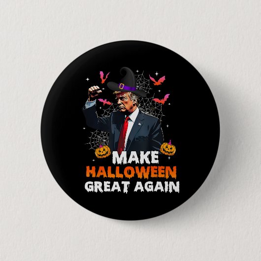 Halloween Große wieder lustige Trump Spooky Seas Button (Vorderseite)