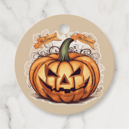 Halloween: Großer Kürbis -  Geschenkanhänger