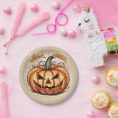Halloween: Großer Kürbis -  Pappteller (Party)