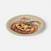 Halloween: Großer Kürbis -  Pappteller (Schrägansicht)