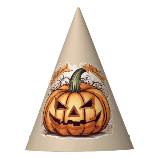 Halloween: Großer Kürbis -  Partyhütchen (Vorderseite)