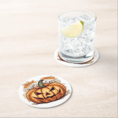 Halloween: Großer Kürbis -  Runder Pappuntersetzer (Vor Ort)