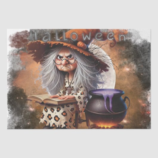 Halloween Grumpy Hexe Seidenpapier (Vorderseite)