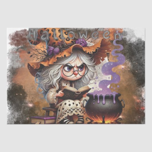 Halloween Grumpy Hexe Seidenpapier (Vorderseite)