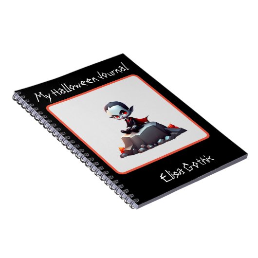 Halloween Grumpy Vampire Spiral Notebook Notizblock (Rechte Seite)