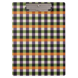 Halloween grün, lila & schwarz Gingham-Muster Klemmbrett