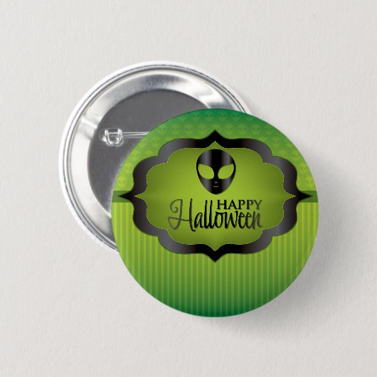 Halloween-grüne Alien Button (Vorne & Hinten)