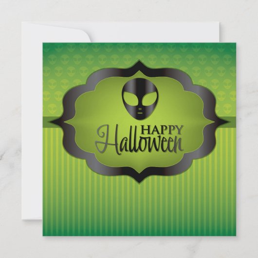 Halloween-grüne Alien Einladung (Vorderseite)