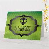 Halloween-grüne Alien Karte (Gelbe Blume)