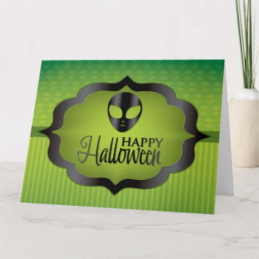 Halloween-grüne Alien Karte (Vorderseite)