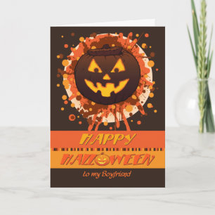 Halloween Grunge-Kürbis, für Freund - Lustig Karte