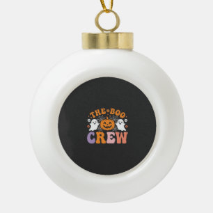 Halloween Grusel-Crew Geist-Kürbis-Design_1 Keramik Kugel-Ornament