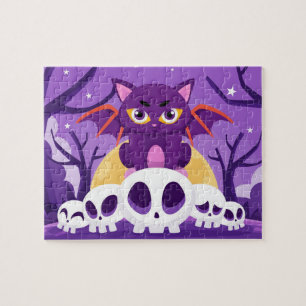 Halloween Grusel Fledermaus Katze Totenköpfe Kinde Puzzle