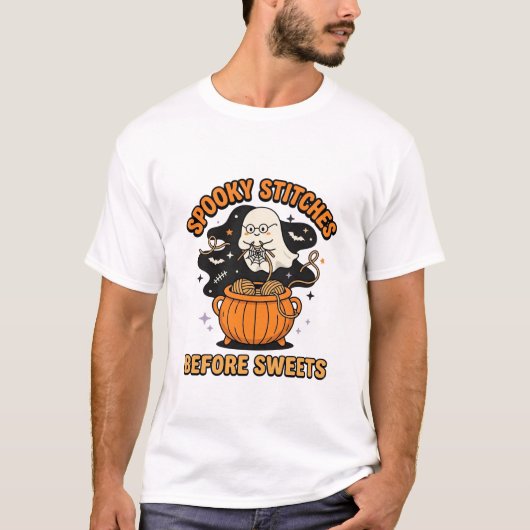 Halloween Grusel Garn Ghost T-Shirt (Vorderseite)